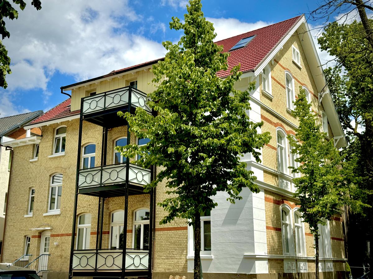 Gesimse und Brüstungsfelder der Fassade